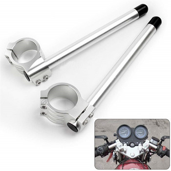 Cafe Racer Motorcycle Handlebar Racing Ρυθμιζόμενο CNC Clip On Motor Fork Handle Bar 31 32 33 35 36 37 39 41 43 46MM Μαύρο Chrome