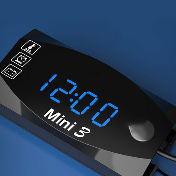 3 в 1 12V мотоциклетен електронен часовник IP67 Водоустойчив прахоустойчив термометър Волтметър LED цифров дисплей Универсален часовник