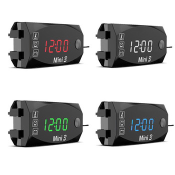3 σε 1 Ηλεκτρονικό ρολόι μοτοσικλέτας 12V IP67 Αδιάβροχο Θερμόμετρο βολτόμετρο LED Ψηφιακή οθόνη LED Universal Watch