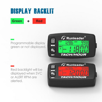 Индуктивен оборотомер Измервател на часове на двигателя Alert RPM Backlit Resetable Tacho Hour Meter за мотоциклет ATV косачка HM032B