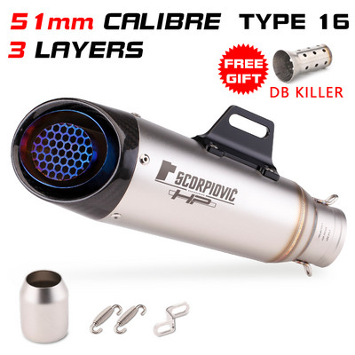 Toba de eșapament din fibră de carbon modificată pentru motocicletă 51MM 61mm pentru YZF R6 R15 R3 MT07 zx6r z800 z900 mt09 fz09 ninja400 z400