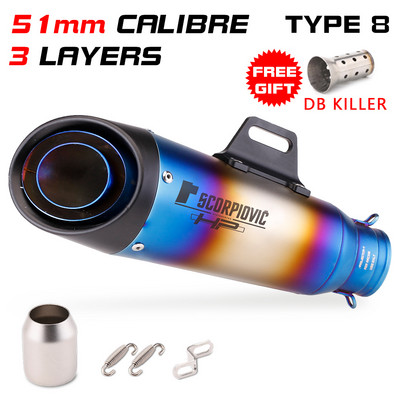 Toba de eșapament din fibră de carbon modificată pentru motocicletă 51MM 61mm pentru YZF R6 R15 R3 MT07 zx6r z800 z900 mt09 fz09 ninja400 z400