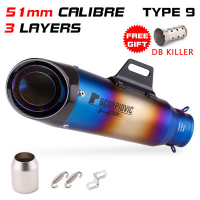 Toba de eșapament din fibră de carbon modificată pentru motocicletă 51MM 61mm pentru YZF R6 R15 R3 MT07 zx6r z800 z900 mt09 fz09 ninja400 z400
