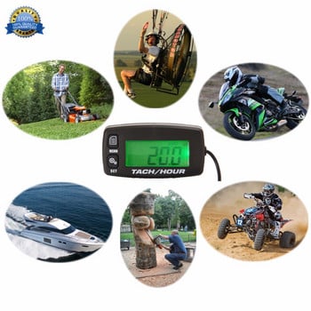 Tacho Hour Meter Цифров Resetable Индуктивен тахометър за мотоциклет Морска лодка ATV Снежен вентилатор Косачка Jet Ski Pit Bike