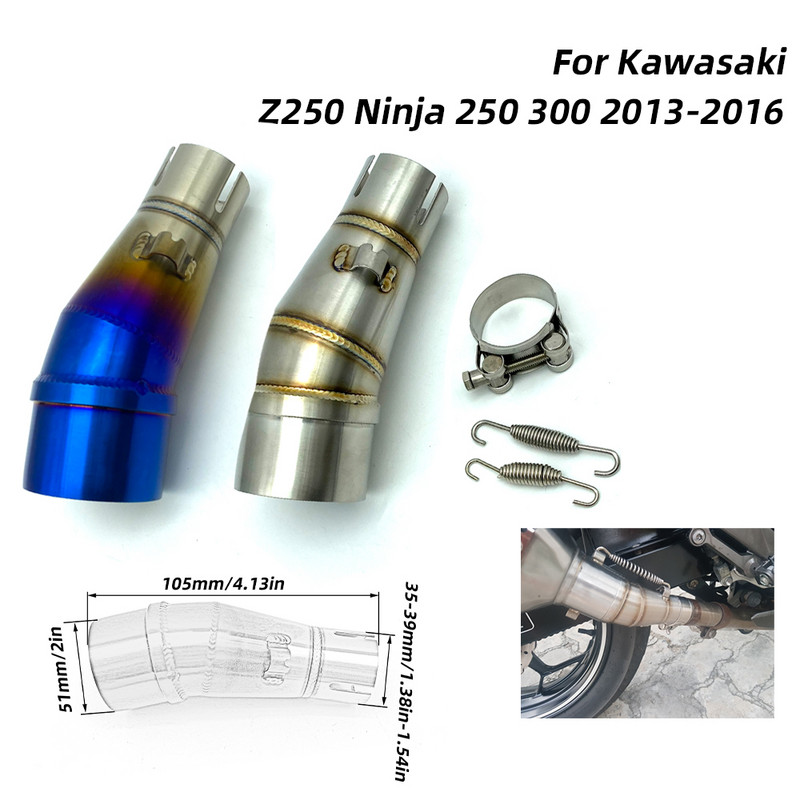 REALZION motocikl Slip-On sustav Adapter ispušne cijevi srednje veze za Kawasaki Z250 Ninja 250 300 Ninja250 Ninja300 2013-2016