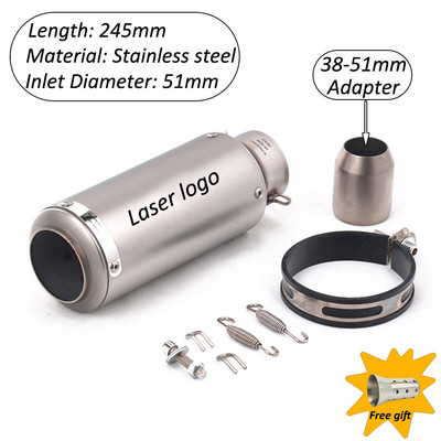 Motorkerékpár felcsúsztatható kipufogócső DB Killer Escape Moto univerzális 51mm 60mm hangtompítóval Honda Yamaha Suzuki Kawasaki Benellihez