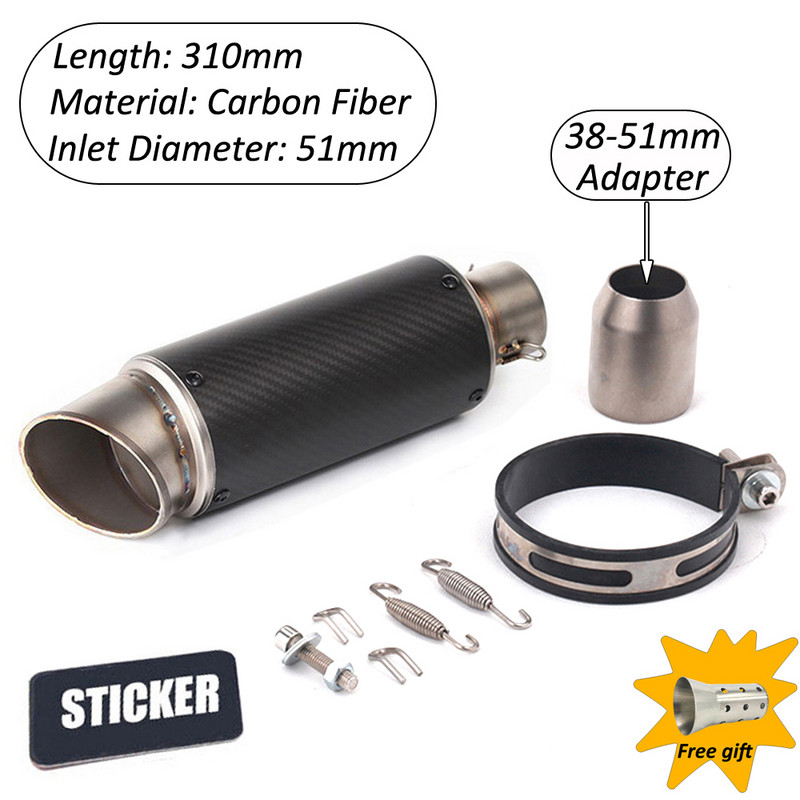 Motorkerékpár felcsúsztatható kipufogócső DB Killer Escape Moto univerzális 51mm 60mm hangtompítóval Honda Yamaha Suzuki Kawasaki Benellihez