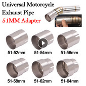 Univerzálny adaptér z nehrdzavejúcej ocele pre auto, motocykel, 51 mm, 52 mm, 54 mm, 56 mm, 58 mm, 62 mm, 64 mm, redukcia úniku, spojovacia rúrka