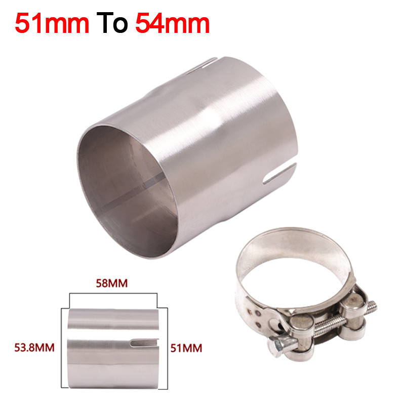 Univerzálny adaptér z nehrdzavejúcej ocele pre auto, motocykel, 51 mm, 52 mm, 54 mm, 56 mm, 58 mm, 62 mm, 64 mm, redukcia úniku, spojovacia rúrka