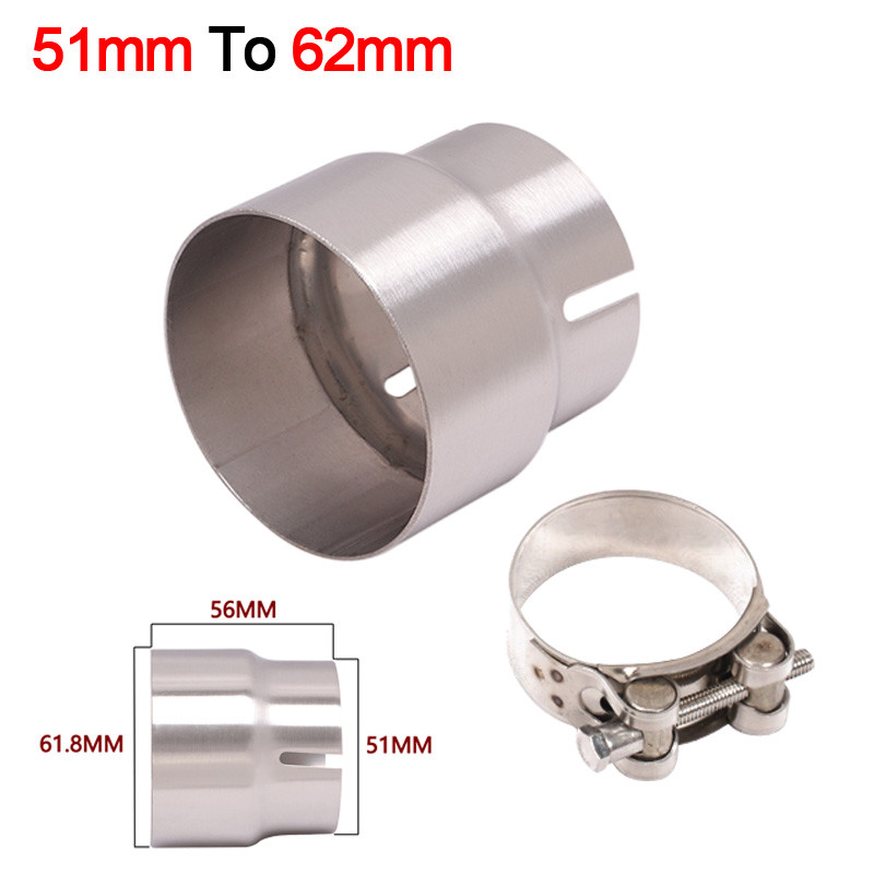 Univerzálny adaptér z nehrdzavejúcej ocele pre auto, motocykel, 51 mm, 52 mm, 54 mm, 56 mm, 58 mm, 62 mm, 64 mm, redukcia úniku, spojovacia rúrka