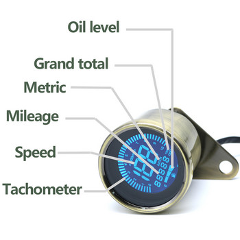 Scooter ATV Meter Ψηφιακό ταχύμετρο μοτοσικλέτας ρετρό LCD μετρητής χιλιομετρητή στάθμη λαδιού Cafe Racer Ένδειξη στροφόμετρου