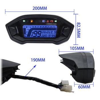 Нов универсален мотоциклет LCD цифров 13000rpm скоростомер Подсветка Моторно превозно средство за 2-4 цилиндъра Одометър 7 цвята Регулиране