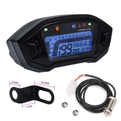 Нов универсален мотоциклет LCD цифров 13000rpm скоростомер Подсветка Моторно превозно средство за 2-4 цилиндъра Одометър 7 цвята Регулиране