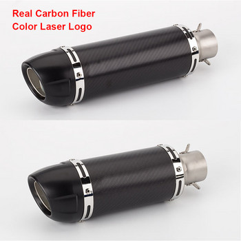E-Mark Universal Motorcycle Real Carbon Fibre Slip On Exhaust Pipe Muffler Escape for LeoVince Most Motorcycle Color Laser Logo