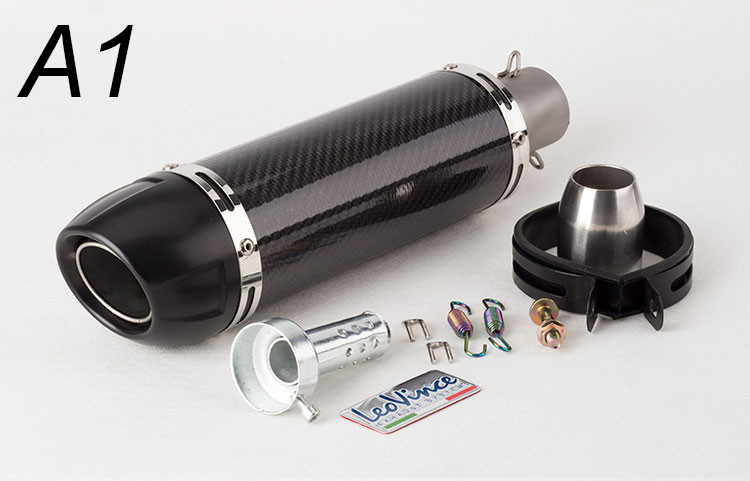 E-Mark Universal Motorcycle Real Carbon Fibre Slip On Exhaust Pipe Muffler Escape for LeoVince Most Motorcycle Color Laser Logo
