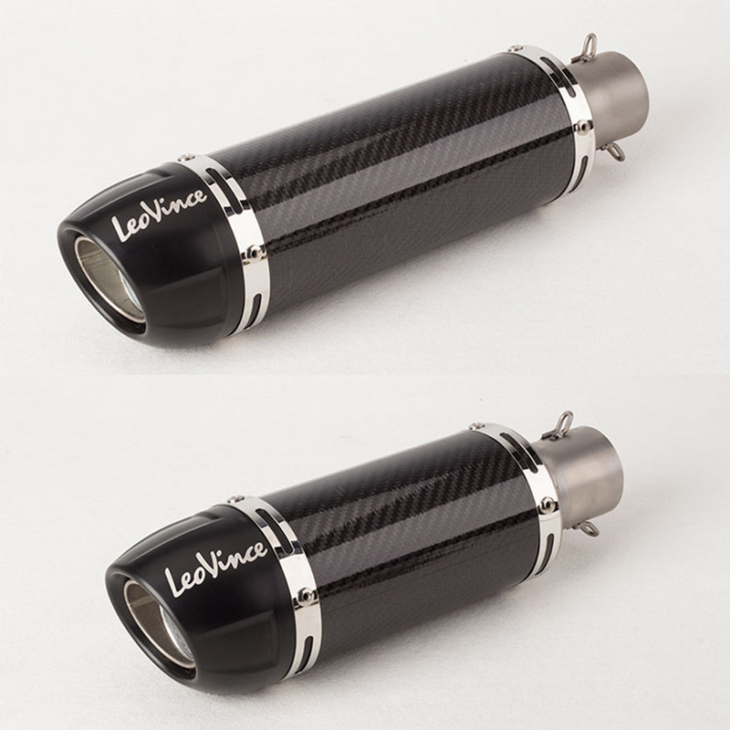 E-Mark Universal Motorcycle Real Carbon Fibre Slip On Exhaust Pipe Muffler Escape for LeoVince Most Motorcycle Color Laser Logo