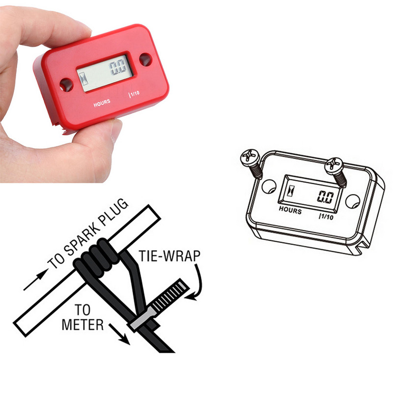Indukčný digitálny merač hodín motora s LCD displejom pre bicykel, motocykel, štvorkolku, loď