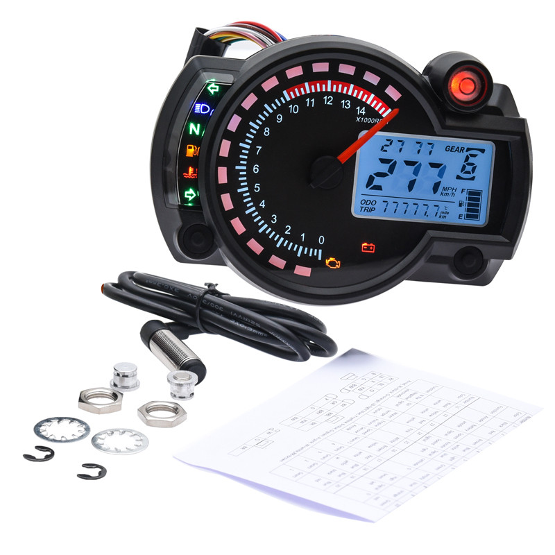 Nou RX2N KOSO LCD Digital Odometru Vitezometru Instrument Universal pentru Motocicletă 299KM/H 7 Culori Set de senzori Indicator de viteză