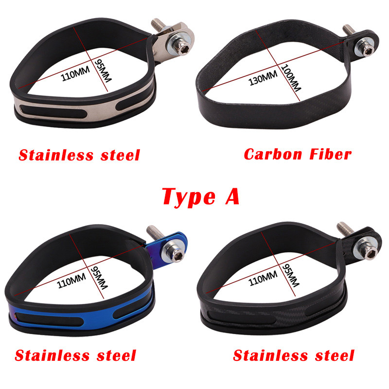 Univerzális motorkerékpár 60,5 mm-es 51 mm-es kipufogódob-tartó bilincs Fix gyűrűs tartókonzol Szénszálas gyűrű kerek rozsdamentes
