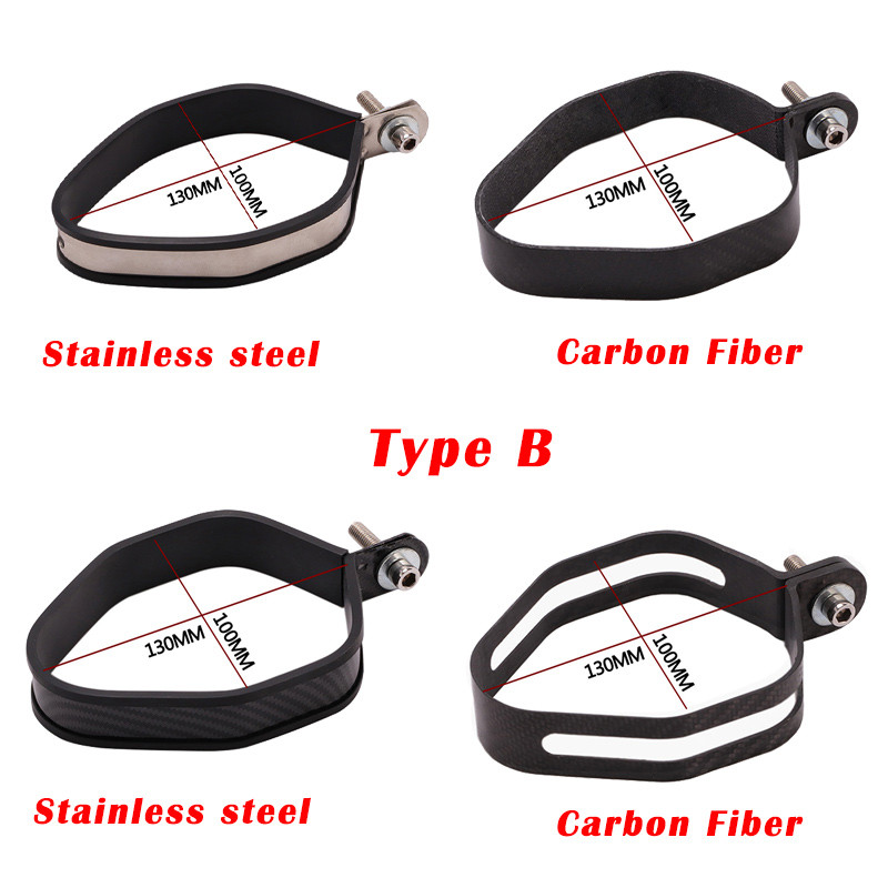 Univerzális motorkerékpár 60,5 mm-es 51 mm-es kipufogódob-tartó bilincs Fix gyűrűs tartókonzol Szénszálas gyűrű kerek rozsdamentes
