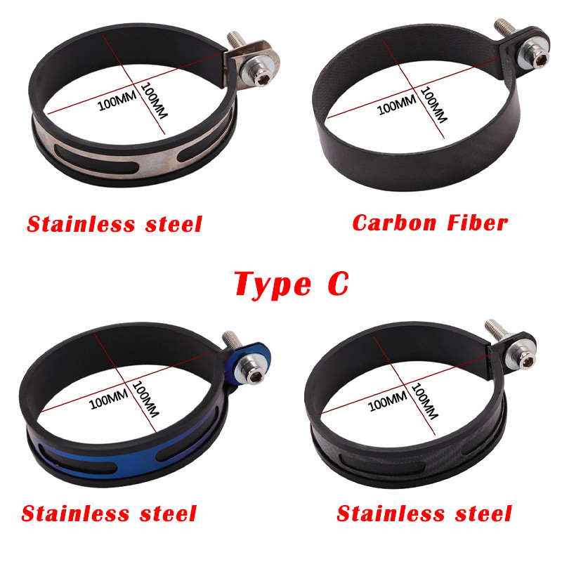 Univerzális motorkerékpár 60,5 mm-es 51 mm-es kipufogódob-tartó bilincs Fix gyűrűs tartókonzol Szénszálas gyűrű kerek rozsdamentes