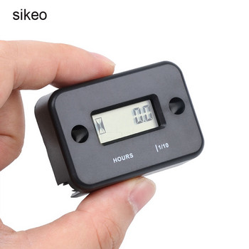 Sikeo Универсален водоустойчив цифров брояч на часове Преносим уред за измерване на часове на двигателя Брояч на часове за двигатели на мотоциклети/лодки Брояч на часове