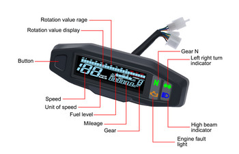 Нов мини универсален RPM мотоциклетен скоростомер Цифров одометър Електрически карбуратор Инструмент Водоустойчив за руски KR200