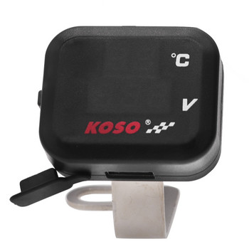 Универсален KOSO мотоциклет Волтметър Индикатор Маркер за температура Напрежение Цифров дисплей USB зарядно за Vespa Yamaha TMAX XMAX