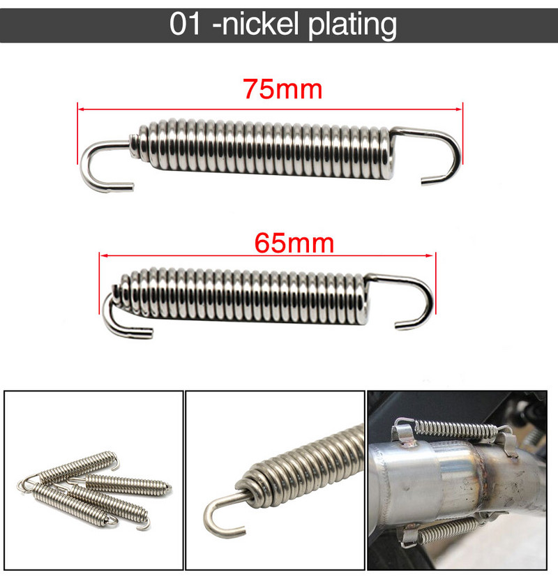 ZS Racing 2db 75mm-es motorkerékpár rozsdamentes acél kipufogócső hangtompító hangtompító rugók 75mm