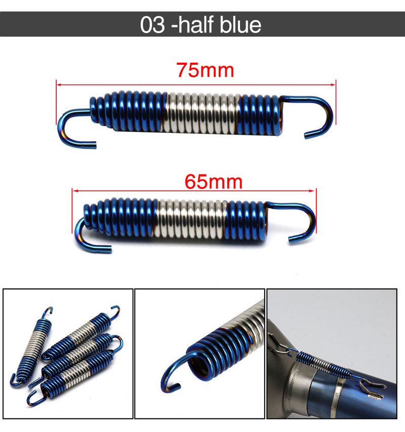 ZS Racing 2db 75mm-es motorkerékpár rozsdamentes acél kipufogócső hangtompító hangtompító rugók 75mm