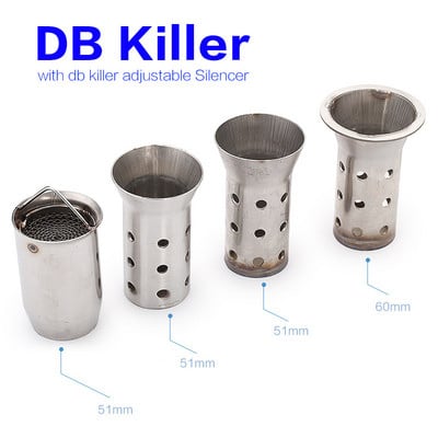 db killer Σιγαστήρας εξάτμισης μοτοσικλέτας Ανοξείδωτος ρυθμιζόμενος db killer Silencer Noise Sound Eliminator 51mm 60mm Slip-on
