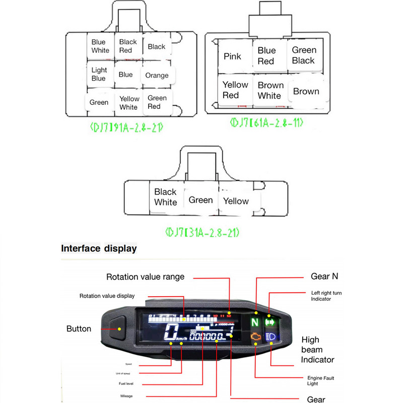 Mini universalus skaitmeninis odometras elektrinis įpurškimo karbiuratorius prietaisas motorinis dviratis tachometras RPM motociklo matuoklis spidometras