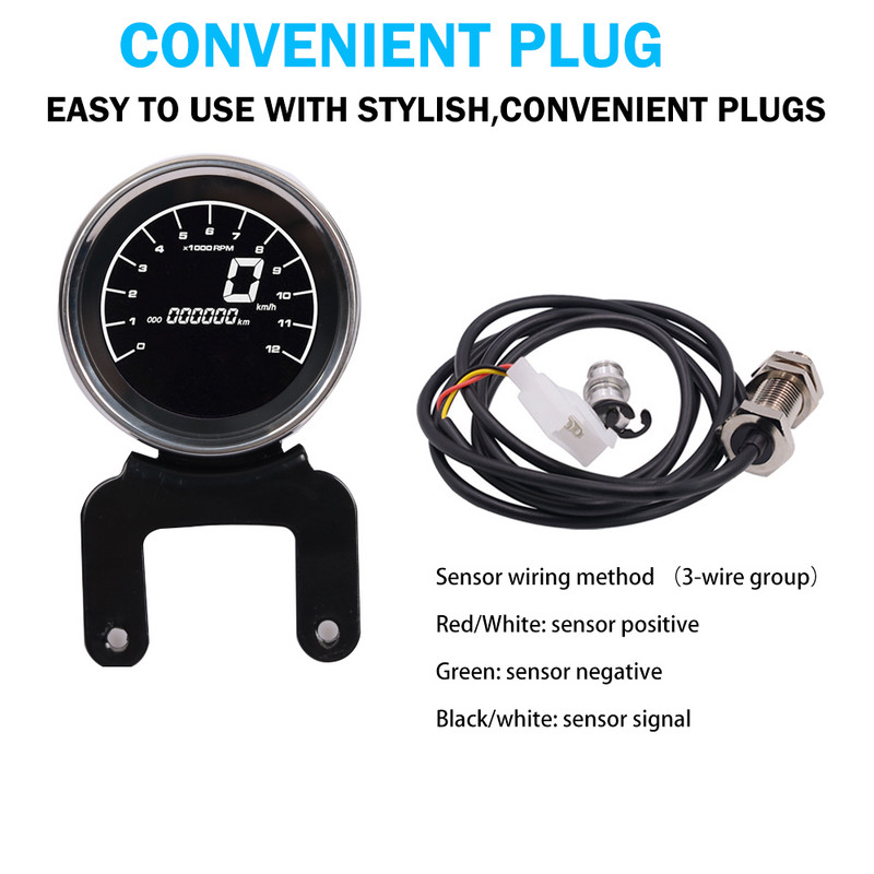 Harley 12V LCD motorkerékpár LED digitális kilométerszámláló sebességmérő fordulatszámmérőhöz, hőmérséklet üzemanyag mérő motorkerékpár szintmérőhöz