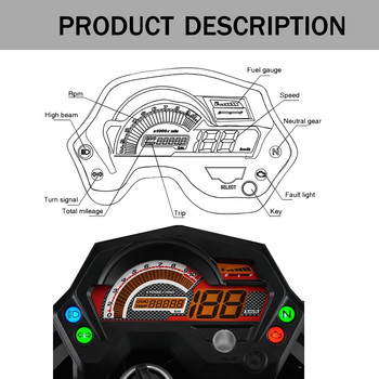 за Yamaha FZ16 FZ 16 Мотоциклетен измервател Скоростомер Цифров тахометър Табло Табло Табло Rpm Gauge Tach LCD дисплей