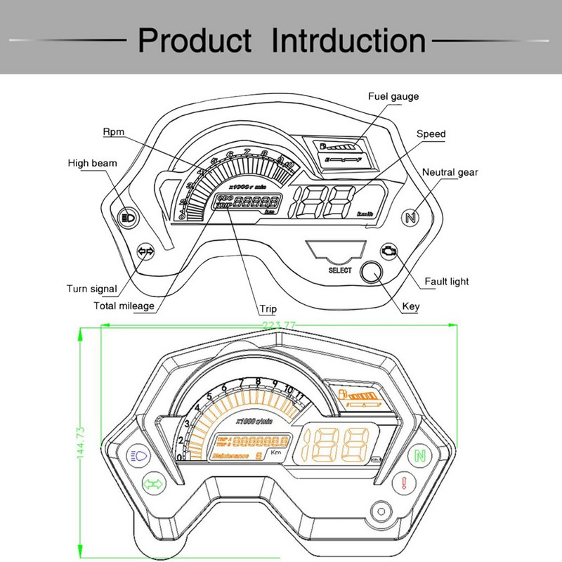 Yamaha FZ16 FZ 16 motorkerékpárhoz, sebességmérő digitális fordulatszámmérő műszerfal műszerfal fordulatszám-mérő Tach LCD kijelző