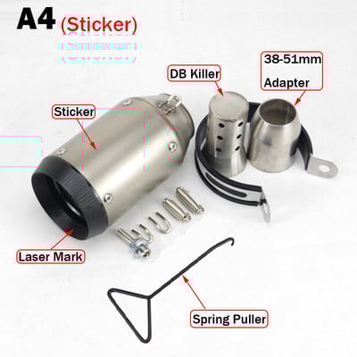 51/60MM vstupný univerzálny tlmič výfuku pre motocykle s DB Killer pre Z900 Z1000 fz1R1 R6 R3 CBR600 S1000RR zx6r zx10r