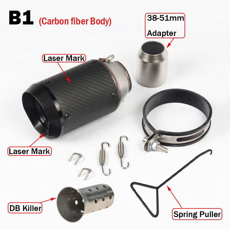 51/60MM vstupný univerzálny tlmič výfuku pre motocykle s DB Killer pre Z900 Z1000 fz1R1 R6 R3 CBR600 S1000RR zx6r zx10r