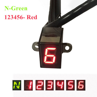6 скорости с NR Gear Черен Универсален мотоциклетен цифров дисплей Led Motocross Off-road Moto Light Неутрален индикатор за скорости Монитор