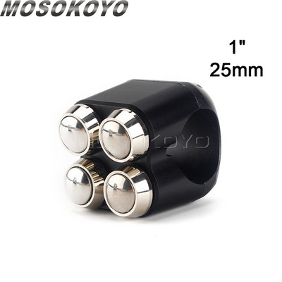 Univerzálny 1" 7/8" 22 mm 25 mm motocyklový rukoväťový 4-tlačidlový hliníkový spínač na riadidlách pre Harley Chopper Bobber Cafe Racer M-spínače