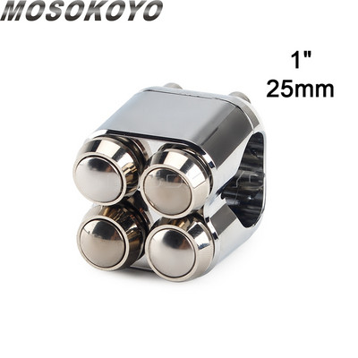 Univerzálny 1" 7/8" 22 mm 25 mm motocyklový rukoväťový 4-tlačidlový hliníkový spínač na riadidlách pre Harley Chopper Bobber Cafe Racer M-spínače