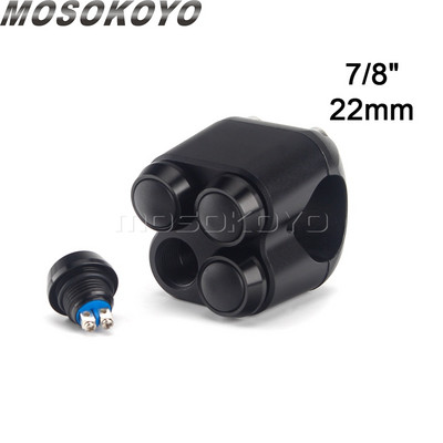 Univerzálny 1" 7/8" 22 mm 25 mm motocyklový rukoväťový 4-tlačidlový hliníkový spínač na riadidlách pre Harley Chopper Bobber Cafe Racer M-spínače