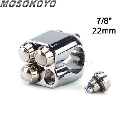 Univerzálny 1" 7/8" 22 mm 25 mm motocyklový rukoväťový 4-tlačidlový hliníkový spínač na riadidlách pre Harley Chopper Bobber Cafe Racer M-spínače