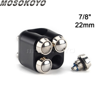 Univerzálny 1" 7/8" 22 mm 25 mm motocyklový rukoväťový 4-tlačidlový hliníkový spínač na riadidlách pre Harley Chopper Bobber Cafe Racer M-spínače