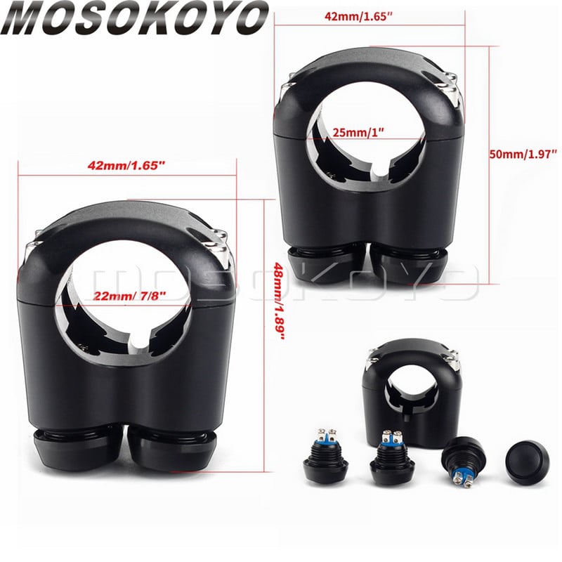 Univerzálny 1" 7/8" 22 mm 25 mm motocyklový rukoväťový 4-tlačidlový hliníkový spínač na riadidlách pre Harley Chopper Bobber Cafe Racer M-spínače