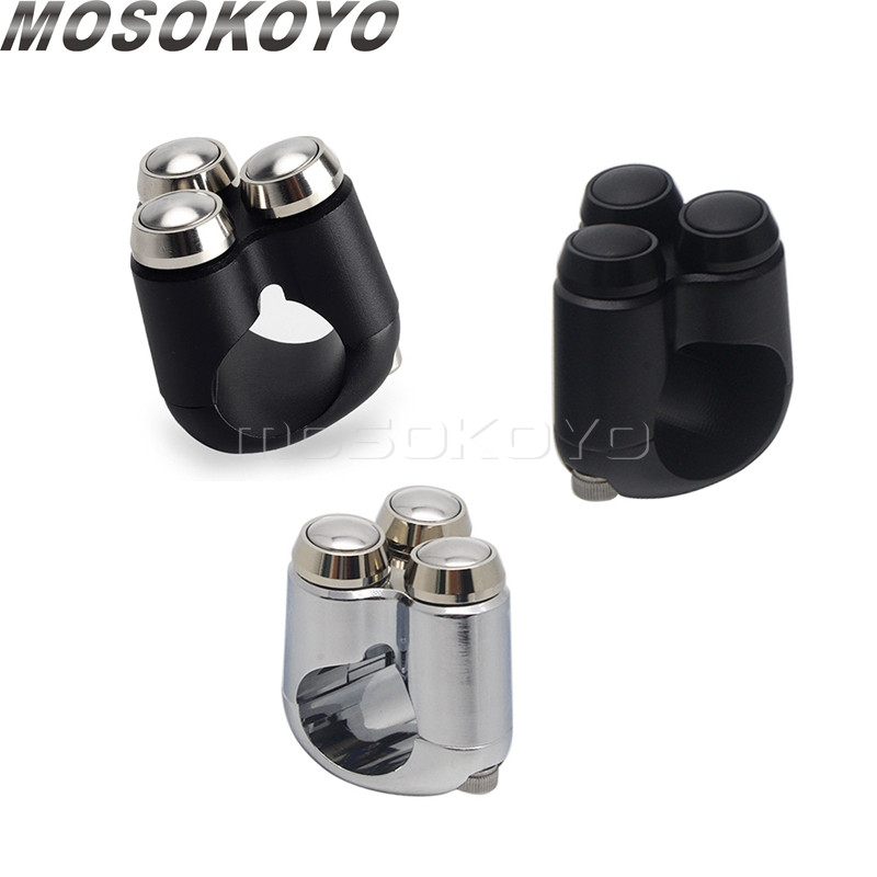 Univerzálny 1" 7/8" 22 mm 25 mm motocyklový rukoväťový 4-tlačidlový hliníkový spínač na riadidlách pre Harley Chopper Bobber Cafe Racer M-spínače