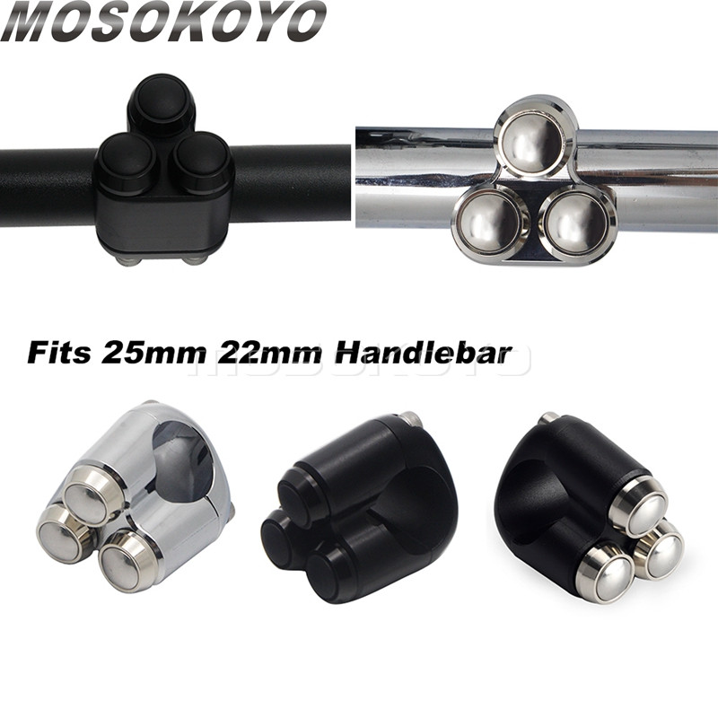 Univerzálny 1" 7/8" 22 mm 25 mm motocyklový rukoväťový 4-tlačidlový hliníkový spínač na riadidlách pre Harley Chopper Bobber Cafe Racer M-spínače