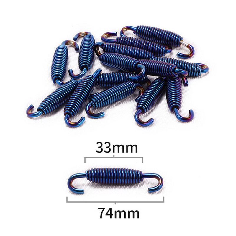 2tk Mootorratta väljalaskevedru roostevabast terasest universaalne väljalasketoru eesmine keskmine lüli toru pööratav metallvedrude komplekt