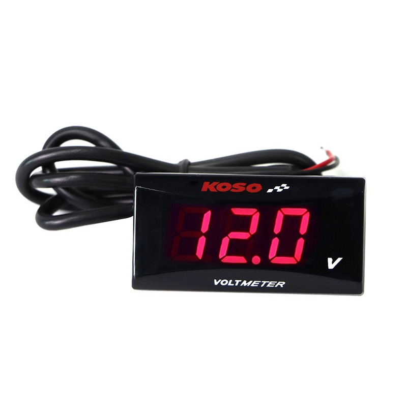 KOSO Motocyklový voltmeter Mini Voltmeter DC 9V-19,9V Univerzálny 12V meter pre Yamaha MT07 MT09 FZ16 FZ07 BWS NXR125/150