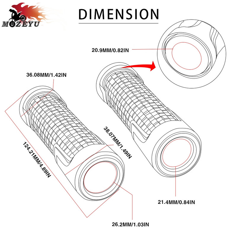 Mâner pentru ghidon 7/8 "22mm pentru motocicletă Mâner pentru motocicletă pentru YAMAHA YZF YZF R1 R3 R6 R15 R25 R125 YZF-R1M YZF-R6 YZFR3