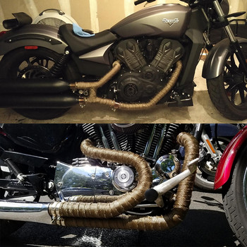 Θερμική εξάτμιση μοτοσικλέτας 2,5cm*5m Ταινία θερμότητας εξάτμισης Wrap Pipe Wrap Shields Πολλαπλή κεφαλή μονωτικό ρολό